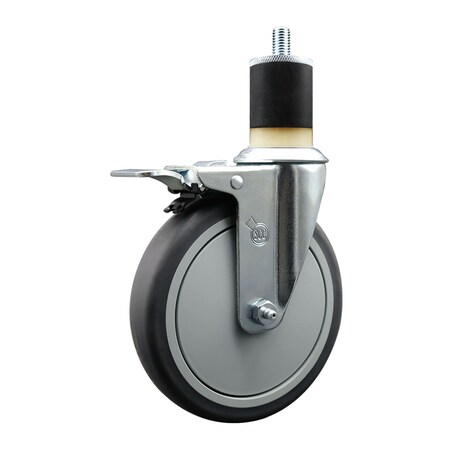 Service Caster 6'' Thermoplastic Rubber Swivel 1-7/8'' Expanding Stem Caster Total Lock Brake SCC-EXTTL20S614-TPRB-178